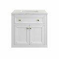 James Martin Vanities Chicago 30in Single Vanity, Glossy White w/ 3 CM Arctic Fall Top 305-V30-GW-3AF